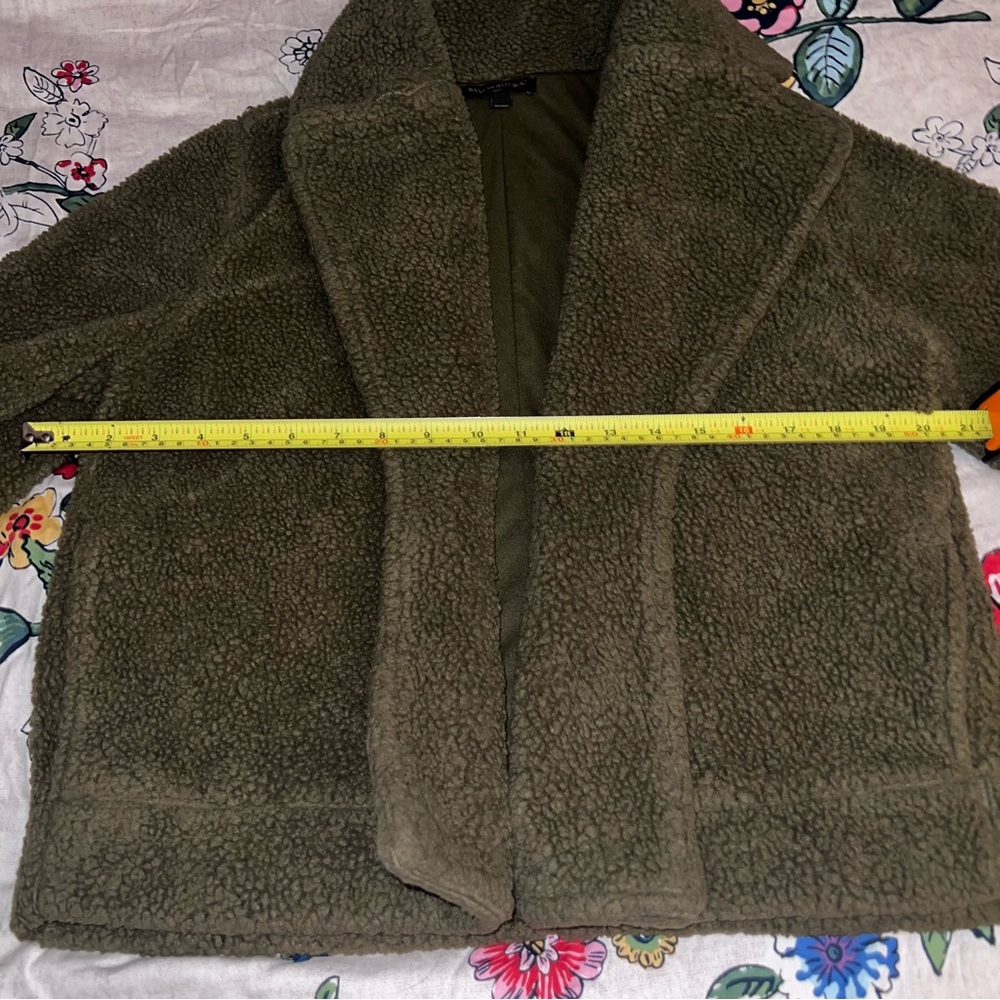 Banana Republic Factory Green Open Front Sherpa Teddy Jacket - Picture 9 of 12